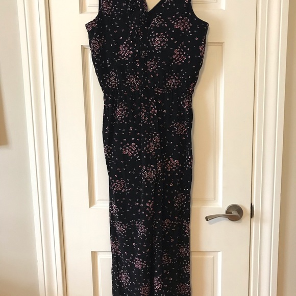 Loft PETITE Black Rose Pink Floral Romper Jumpsuit - Picture 5 of 8